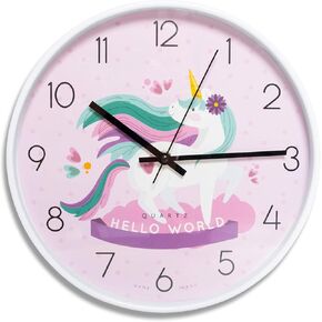 Something Unicorn - Beautiful Unicorn Wall Clock for Girls Bedroom Decoration. Silent Non Ticking Quartz Battery Operated Easy to Read. (12 inch) in Kuwait