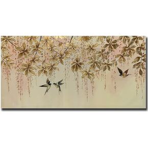 ART8YUQI Paintings - 3D Wall Art Abstract Wall Decor Golden Tree Canvas Oil Paintingsfor Living Room Bedroom Gallery Wrapped Ready to Hang 24x48 Inch in Kuwait