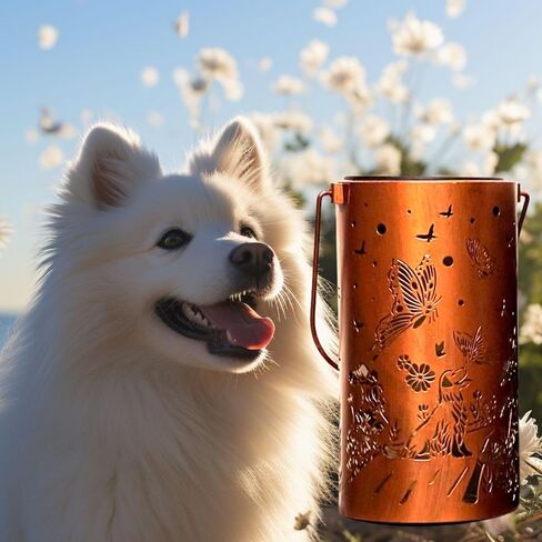 LASTING TAILS Pet Memorial Gifts-Shadow Solar Latern 'Dog&Butterfly'-Dog Memorial Gifts for Loss of Dog in Kuwait