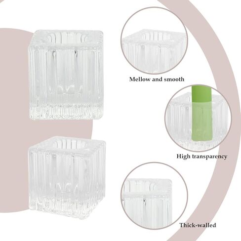 Quaocens 6 Pcs Glass Taper Candle Holders Bulk,Clear Tapered Candlestick Holders Square Mini Candle Holders for 0.98In Candles,Glass Candlestick Holders for Wedding Party Table Decorations in Kuwait