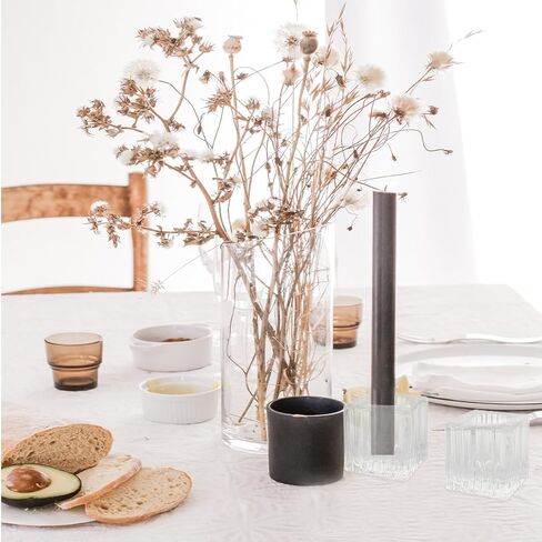 Quaocens 6 Pcs Glass Taper Candle Holders Bulk,Clear Tapered Candlestick Holders Square Mini Candle Holders for 0.98In Candles,Glass Candlestick Holders for Wedding Party Table Decorations in Kuwait