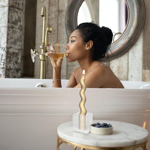 Quaocens 6 Pcs Glass Taper Candle Holders Bulk,Clear Tapered Candlestick Holders Square Mini Candle Holders for 0.98In Candles,Glass Candlestick Holders for Wedding Party Table Decorations in Kuwait