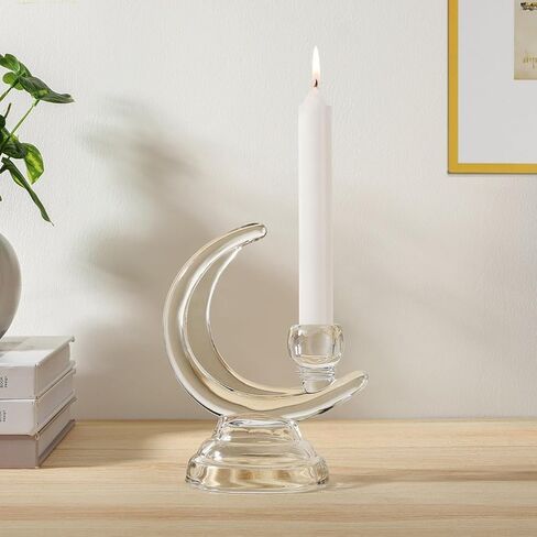 حامل شموع زجاجي من Kssiaz، شمعدانات 3 أذرع لشموع مستدقة 3/4 بوصة، حامل شموع أنيق حامل شموع لطاولة الطعام المركزية والذكرى السنوية وحفلات عيد الميلاد وحفلات الزفاف وديكور المنزل، زجاج شفاف in Kuwait