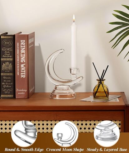 حامل شموع زجاجي من Kssiaz، شمعدانات 3 أذرع لشموع مستدقة 3/4 بوصة، حامل شموع أنيق حامل شموع لطاولة الطعام المركزية والذكرى السنوية وحفلات عيد الميلاد وحفلات الزفاف وديكور المنزل، زجاج شفاف in Kuwait