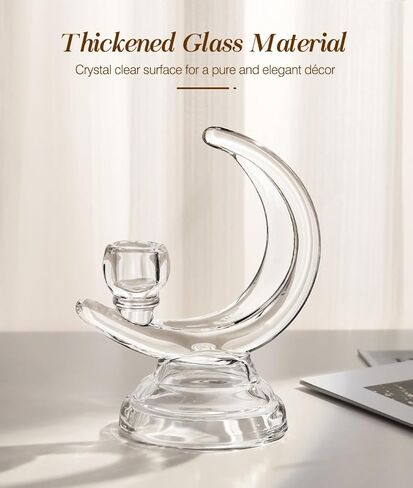 حامل شموع زجاجي من Kssiaz، شمعدانات 3 أذرع لشموع مستدقة 3/4 بوصة، حامل شموع أنيق حامل شموع لطاولة الطعام المركزية والذكرى السنوية وحفلات عيد الميلاد وحفلات الزفاف وديكور المنزل، زجاج شفاف in Kuwait