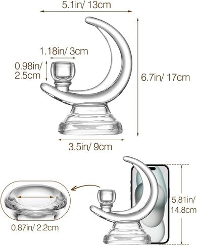 حامل شموع زجاجي من Kssiaz، شمعدانات 3 أذرع لشموع مستدقة 3/4 بوصة، حامل شموع أنيق حامل شموع لطاولة الطعام المركزية والذكرى السنوية وحفلات عيد الميلاد وحفلات الزفاف وديكور المنزل، زجاج شفاف in Kuwait