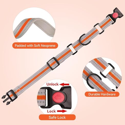Martingale Collar for Dogs,Soft Neoprene Padded Reflective Martingale Collar and Leash Set Safety Buckle Nylon Martingale Collar for Small Dogs(Orange&S) in Saudi Arabia