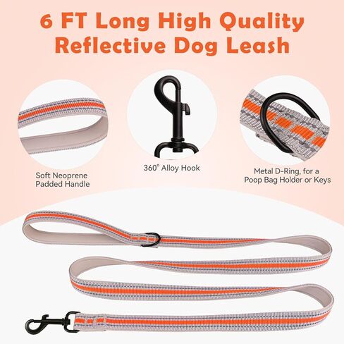 Martingale Collar for Dogs,Soft Neoprene Padded Reflective Martingale Collar and Leash Set Safety Buckle Nylon Martingale Collar for Small Dogs(Orange&S) in Saudi Arabia