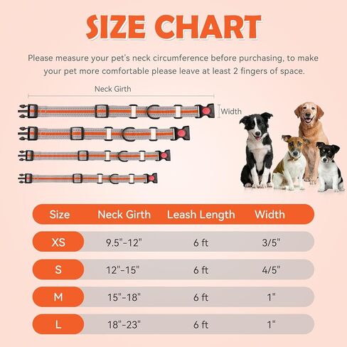 Martingale Collar for Dogs,Soft Neoprene Padded Reflective Martingale Collar and Leash Set Safety Buckle Nylon Martingale Collar for Small Dogs(Orange&S) in Saudi Arabia