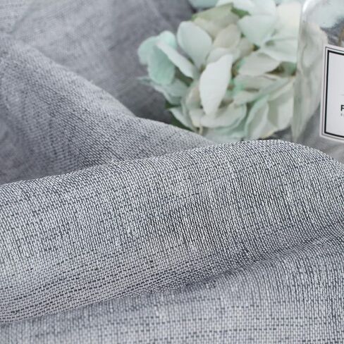 LUSHLEAF Linen Sheer Curtains 2 Panels Light Filtering Privacy Sheer Drapes 108 inches Window Drapes for Bedroom/Living Room/Sliding Door,52 x 108 inch,Light Grey in Saudi Arabia