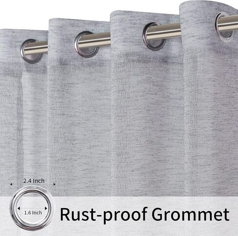 LUSHLEAF Linen Sheer Curtains 2 Panels Light Filtering Privacy Sheer Drapes 108 inches Window Drapes for Bedroom/Living Room/Sliding Door,52 x 108 inch,Light Grey in Saudi Arabia