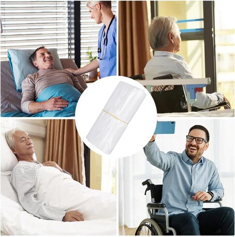 100 PCS Disposable Urinal Bags for Elderly Men, 800ML Portable Urine Pee Bag for Incontinence Bedridden Patients with Anti-Slip Off Fixed Belt in Kuwait