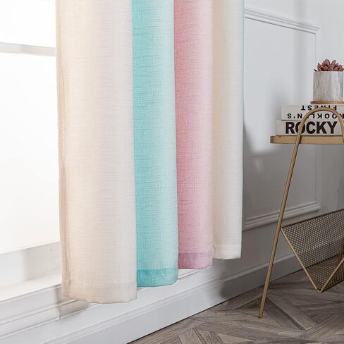 FY FIBER HOUSE Multicolor Curtains Gradient Grommet Darkening，Linen Look Pink and White Curtain for Living Dining Room,Decorative Window Ombre Drapes for Boys Girls Kids Bedroom 52Wx95L Inch 2 Panels in Kuwait