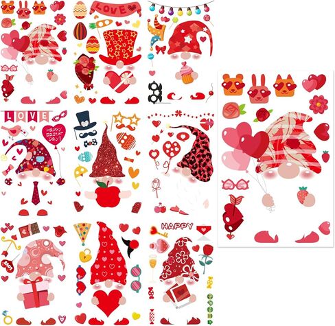 112 PCS Valentine's Day Window Decals Gnome Window Cling Decorations Gnome Window Wall Love Heart Pattern Cupid Window Decal Stickers for Valentine's Day Decorations, i Love You Decorations, Wedding in Kuwait