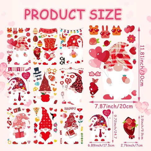 112 PCS Valentine's Day Window Decals Gnome Window Cling Decorations Gnome Window Wall Love Heart Pattern Cupid Window Decal Stickers for Valentine's Day Decorations, i Love You Decorations, Wedding in Kuwait