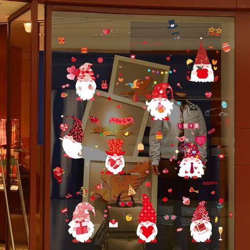 112 PCS Valentine's Day Window Decals Gnome Window Cling Decorations Gnome Window Wall Love Heart Pattern Cupid Window Decal Stickers for Valentine's Day Decorations, i Love You Decorations, Wedding in Kuwait