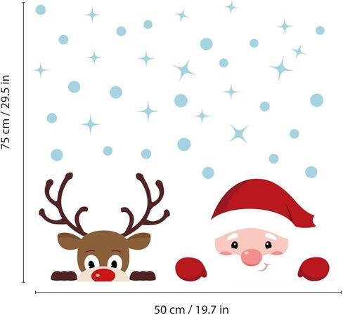 WALPLUS عيد الميلاد نافذة يتمسك زينة عيد الميلاد التخليص عيد الميلاد الجدار ملصق على الوجهين قابلة لإعادة الاستخدام قشر وعصا قابلة للإزالة لغرفة المعيشة الزجاجية عيد الميلاد الأصدقاء مع الثلج 190 قطعة in Kuwait
