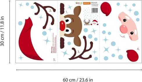 WALPLUS عيد الميلاد نافذة يتمسك زينة عيد الميلاد التخليص عيد الميلاد الجدار ملصق على الوجهين قابلة لإعادة الاستخدام قشر وعصا قابلة للإزالة لغرفة المعيشة الزجاجية عيد الميلاد الأصدقاء مع الثلج 190 قطعة in Kuwait