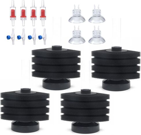 ALEGI 4pcs Small Aquarium Bio Sponge Filter with Suction Cups, Check Valves for 5 Gal, 10 Gal, 20 Gal Breeding Fry Betta Shrimp Fish Tank (Up to 5 Gallon 4 Pcs) in Saudi Arabia