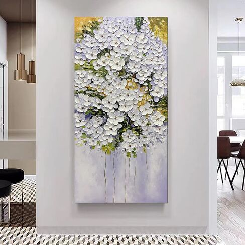 ART8YUQI Paintings - Modern Abstract Painting Flowers Tree 3D Wall Art Home Decorations Paintings On Canvas for living room office Decoration 24x48 Inch in Kuwait