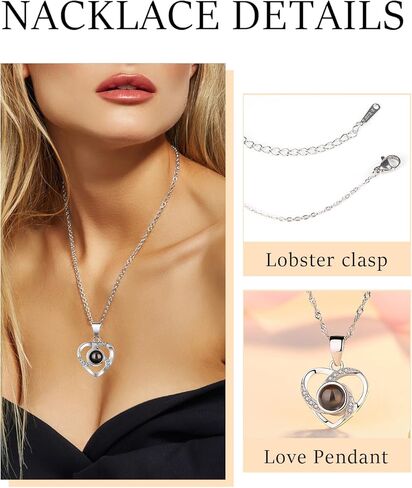 هدية عيد الحب من جينسوم لها، دمية دب وردية ووردية محفوظة، قلادة "أحبك" بـ 100 لغة، بطاقة أطيب التمنيات مع صندوق مضاء، مثالية للصديقة والزوجة في عيد الميلاد والذكرى السنوية in Kuwait