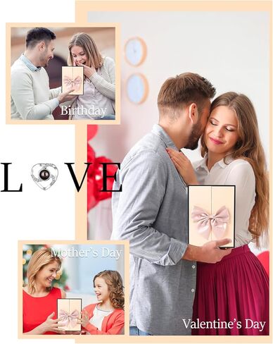 هدية عيد الحب من جينسوم لها، دمية دب وردية ووردية محفوظة، قلادة "أحبك" بـ 100 لغة، بطاقة أطيب التمنيات مع صندوق مضاء، مثالية للصديقة والزوجة في عيد الميلاد والذكرى السنوية in Kuwait