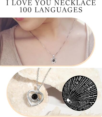 هدية عيد الحب من جينسوم لها، دمية دب وردية ووردية محفوظة، قلادة "أحبك" بـ 100 لغة، بطاقة أطيب التمنيات مع صندوق مضاء، مثالية للصديقة والزوجة في عيد الميلاد والذكرى السنوية in Kuwait