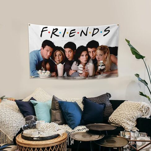 Anime Tapestry Friends Flag 3 * 5Ft Wall Hanging Decoration for Kids Teens Room Backdrop Poster Fashion Art Home Decor in Saudi Arabia