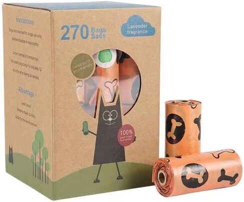 Eco-friendly Biodegradable dogs poop bags 18 Rolls 270 Counts| Safe, Strong Leak Proof Doggie Waste Bag|Easy To Tear, Heavy Duty Bags For ALL Pets| Easy To Clean Up For Walking And Travelling in Kuwait