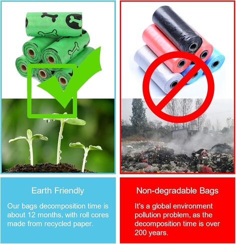 Eco-friendly Biodegradable dogs poop bags 18 Rolls 270 Counts| Safe, Strong Leak Proof Doggie Waste Bag|Easy To Tear, Heavy Duty Bags For ALL Pets| Easy To Clean Up For Walking And Travelling in Kuwait