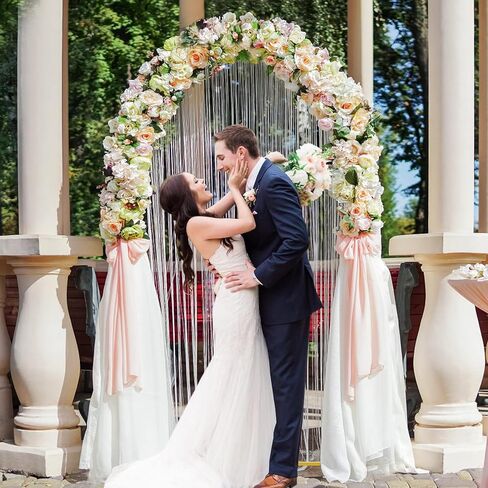 Fomcet Metal Arch Backdrop Stand Gold 6.6x3.3ft Wedding Arched Stand | Backdrop Arch Stand Balloon Arched Frame for Ceremony Birthday Party Graduation Bridal Baby Shower Background Decoration in Saudi Arabia