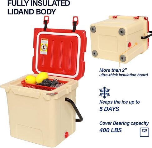 مبردات صلبة من فوروت، صندوق ثلج يحافظ على برودة الثلج لمدة 5 أيام، صندوق تبريد ثلج للشاطئ، السفر، القارب، صيد الأسماك، الشواء أو التخييم in Kuwait