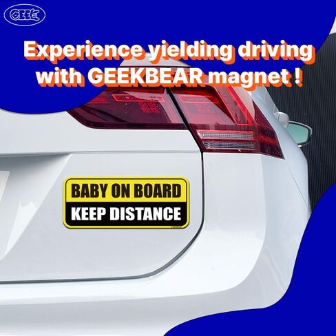 GEEKBEAR Baby on Board Magnet for Car, Rectangular (Yellow/Black) in Saudi Arabia