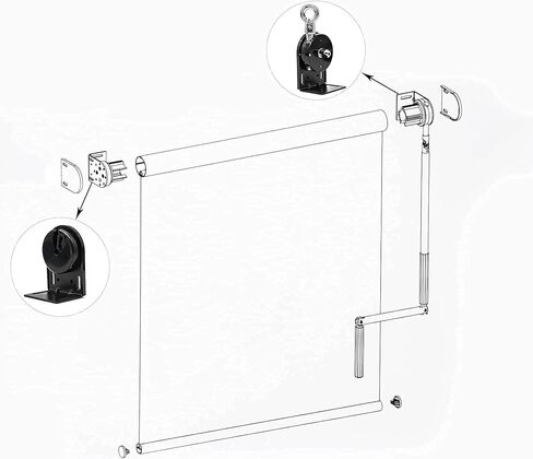 دعامات تثبيت بديلة عالمية لستائر الشمس الخارجية الدوارة للاستخدام الداخلي والخارجي (حامل لاسلكي اسود + قابس قابض 38 ملم) in Kuwait