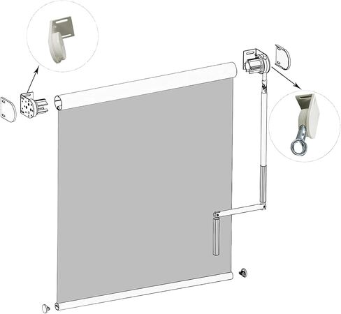 دعامات تثبيت بديلة عالمية لستائر الشمس الخارجية الدوارة للاستخدام الداخلي والخارجي (حامل لاسلكي اسود + قابس قابض 38 ملم) in Kuwait