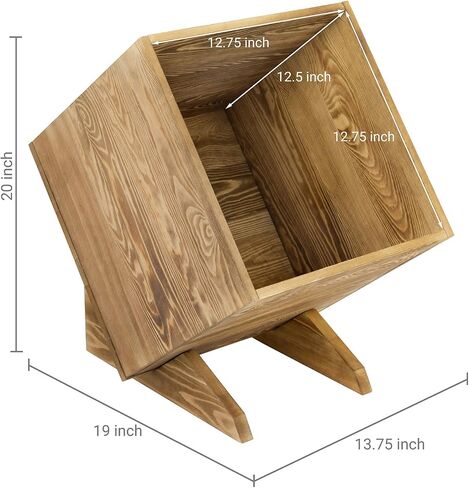 MyGift Rustic Burnt Solid Wood Record Album Holder Stand Storage Crate, Vinyl LP Album Collection Organizer Display Box in Saudi Arabia