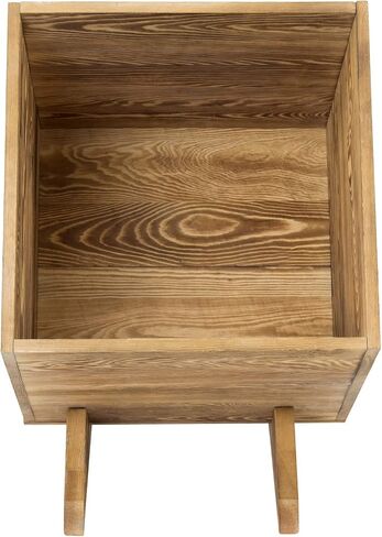 MyGift Rustic Burnt Solid Wood Record Album Holder Stand Storage Crate, Vinyl LP Album Collection Organizer Display Box in Saudi Arabia