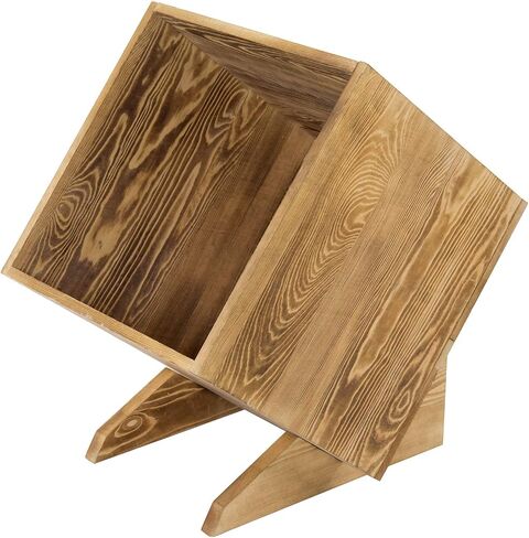MyGift Rustic Burnt Solid Wood Record Album Holder Stand Storage Crate, Vinyl LP Album Collection Organizer Display Box in Saudi Arabia