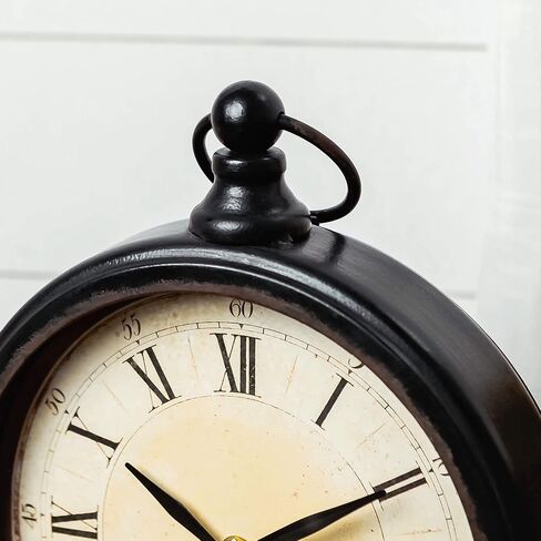 NIKKY HOME Vintage Mantel Table Clock, Silent Non-Ticking Battery Operated Desk Shelf Metal Clock for Living Room Decor - Black in Saudi Arabia