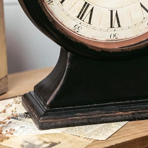 NIKKY HOME Vintage Mantel Table Clock, Silent Non-Ticking Battery Operated Desk Shelf Metal Clock for Living Room Decor - Black in Saudi Arabia
