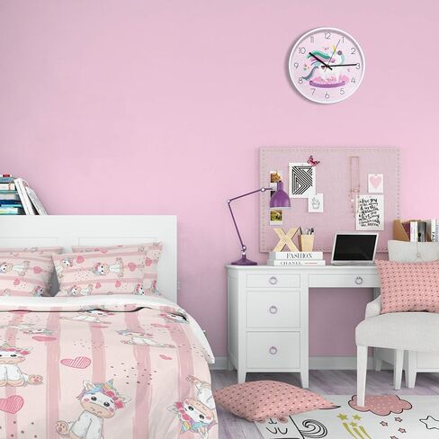 Something Unicorn - Beautiful Unicorn Wall Clock for Girls Bedroom Decoration. Silent Non Ticking Quartz Battery Operated Easy to Read. (12 inch) in Kuwait