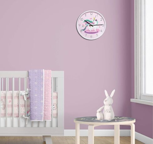 Something Unicorn - Beautiful Unicorn Wall Clock for Girls Bedroom Decoration. Silent Non Ticking Quartz Battery Operated Easy to Read. (12 inch) in Kuwait