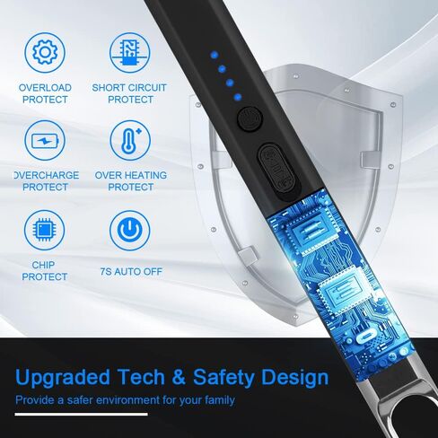 JETPRO ولاعة شموع USB قابلة لإعادة الشحن مع ضوء LED للمطبخ والتخييم والشواء (أسود + أحمر) in Kuwait