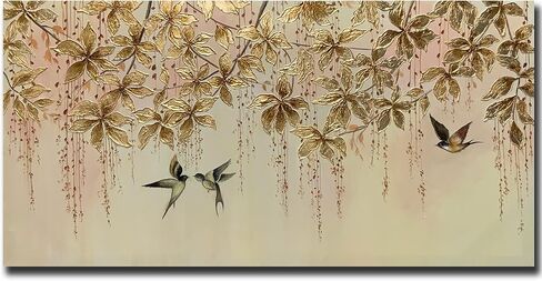 ART8YUQI Paintings - 3D Wall Art Abstract Wall Decor Golden Tree Canvas Oil Paintingsfor Living Room Bedroom Gallery Wrapped Ready to Hang 24x48 Inch in Kuwait