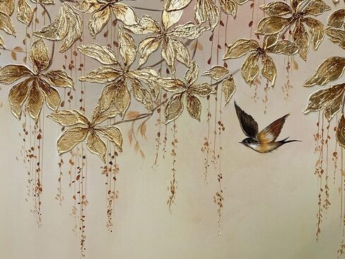 ART8YUQI Paintings - 3D Wall Art Abstract Wall Decor Golden Tree Canvas Oil Paintingsfor Living Room Bedroom Gallery Wrapped Ready to Hang 24x48 Inch in Kuwait