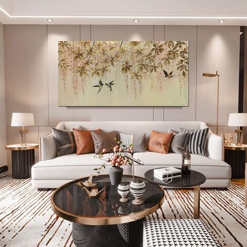 ART8YUQI Paintings - 3D Wall Art Abstract Wall Decor Golden Tree Canvas Oil Paintingsfor Living Room Bedroom Gallery Wrapped Ready to Hang 24x48 Inch in Kuwait