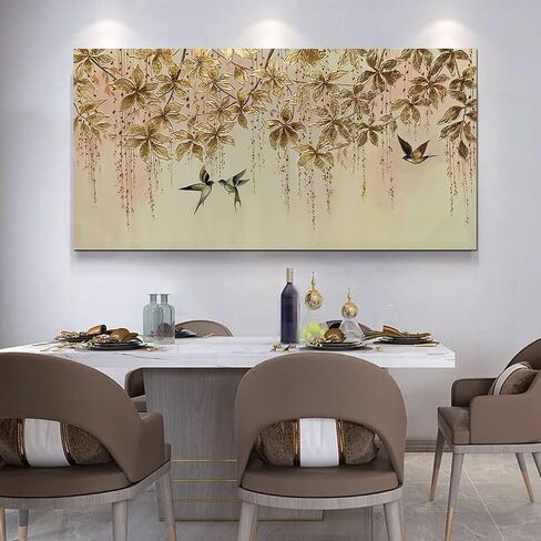 ART8YUQI Paintings - 3D Wall Art Abstract Wall Decor Golden Tree Canvas Oil Paintingsfor Living Room Bedroom Gallery Wrapped Ready to Hang 24x48 Inch in Kuwait