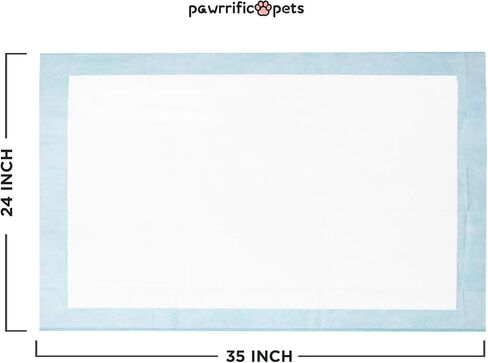 PawrrificPets Dog and Puppy Pee Pads with Adhesive TAB, Leak Proof and Quick Absorption, Extra Large 35x24 inches, Pack of 50, Blue & White in Saudi Arabia