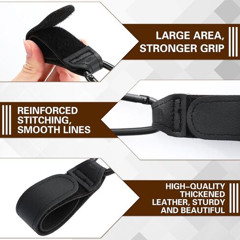 10 قطع من خطافات عربة الأطفال من Hicarer، مشبك جلدي عالمي لعربة الأطفال لتعليق حقيبة الحفاضات وعربة الأطفال وعربة التسوق وخطافات متعددة الأغراض لحقائب تسوق البقالة وأشرطة جلدية لعربة الأطفال (أسود) in Kuwait