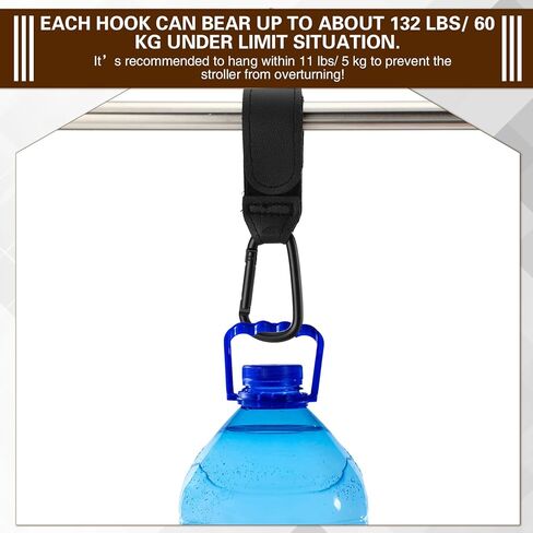 10 قطع من خطافات عربة الأطفال من Hicarer، مشبك جلدي عالمي لعربة الأطفال لتعليق حقيبة الحفاضات وعربة الأطفال وعربة التسوق وخطافات متعددة الأغراض لحقائب تسوق البقالة وأشرطة جلدية لعربة الأطفال (أسود) in Kuwait